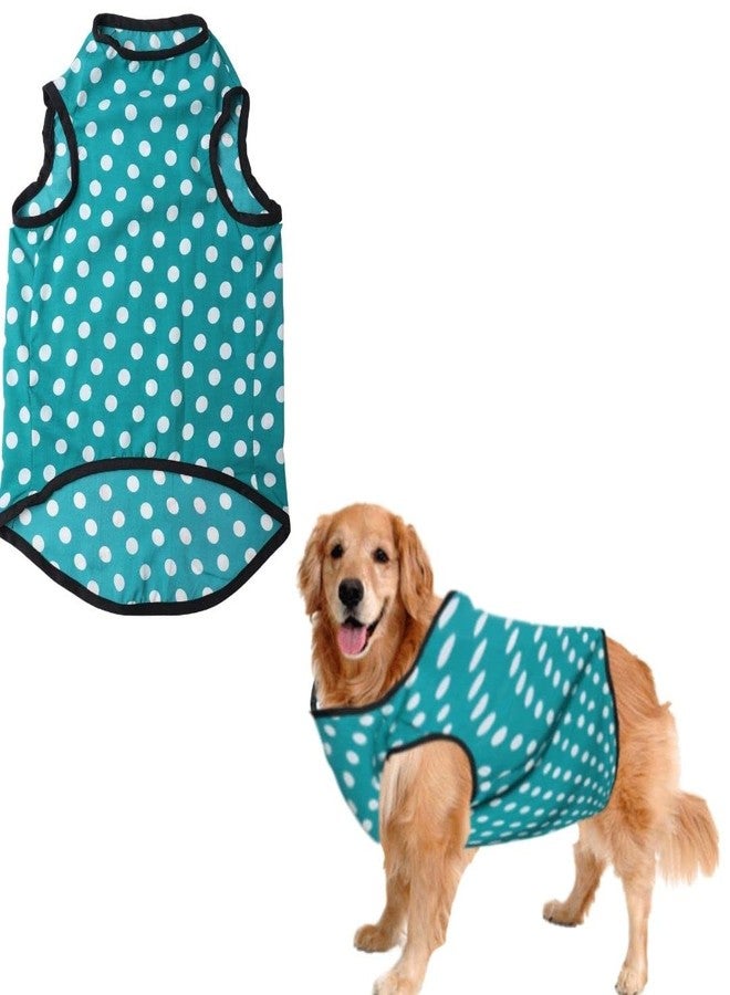 Sage Square Funky Soft Material Dog T-Shirt | Cool/Funky Print Pet | Soft Light Weight | Comfortable & Breathable Dog Clothing | Trendy Vest Outfit (Polka Sky Blue) (Small - 14inch) - Image 1